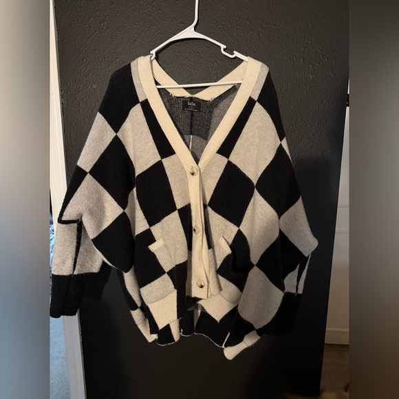 PRICE FIRM • LALA ORIGINAL DESIGN: Love You Oversized Checkerboard Cardi - Picture 11 of 15